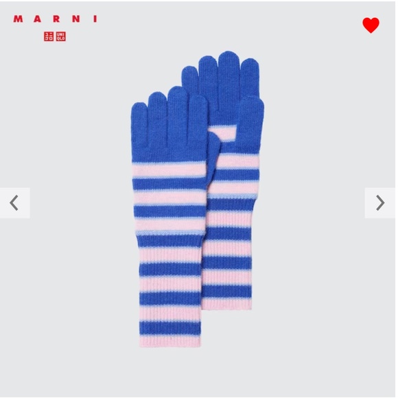 Marni and Uniqlo collab blue and pink striped cashmere gloves NWT - Picture 1 of 6